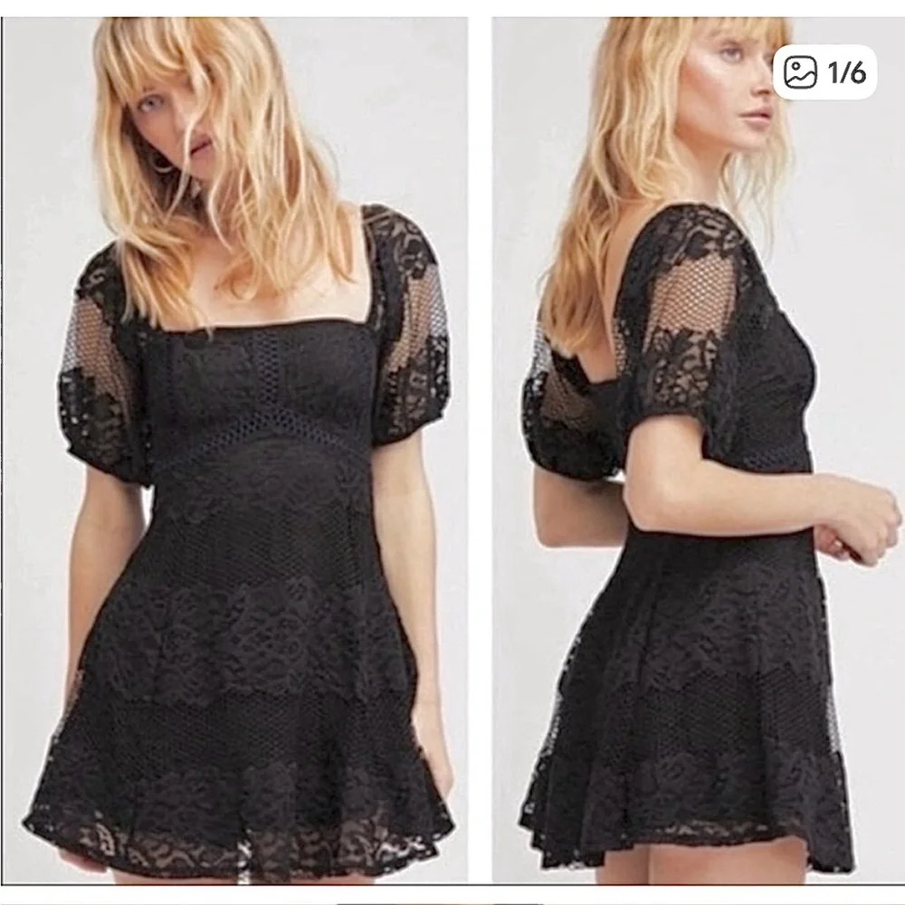 Free People Be Your Baby Black Lace Dress - Picture 2 of 12